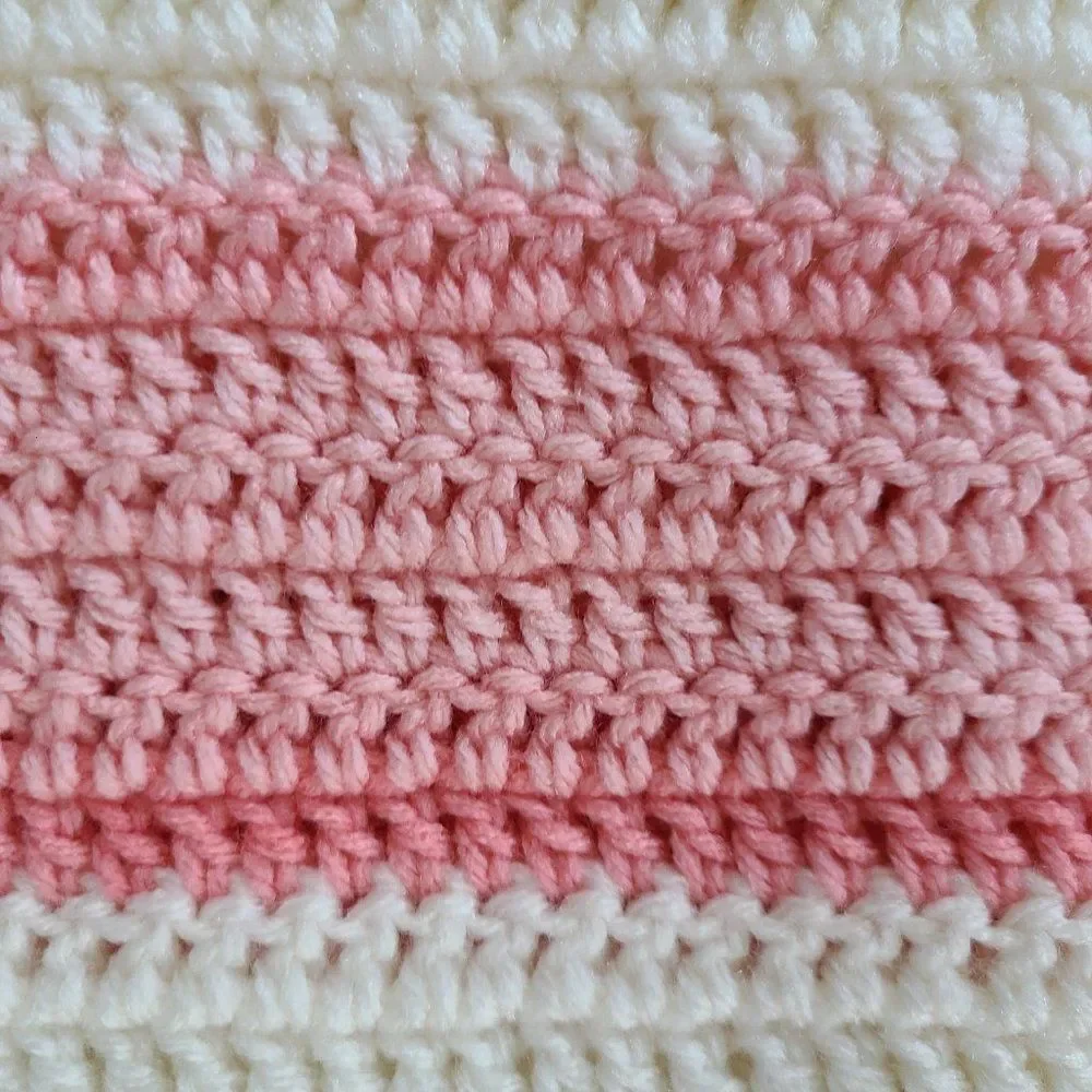 Vintage Handmade Knit Crochet Pretty Pink Afghan Throw Lap Blanket New Baby Gift